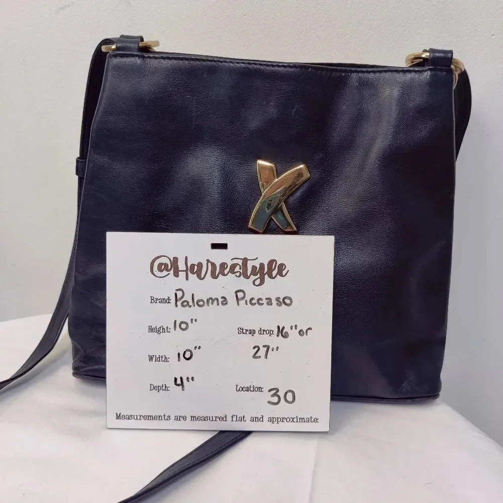 Paloma Picasso vintage black leather shoulder bag - Picture 15 of 16